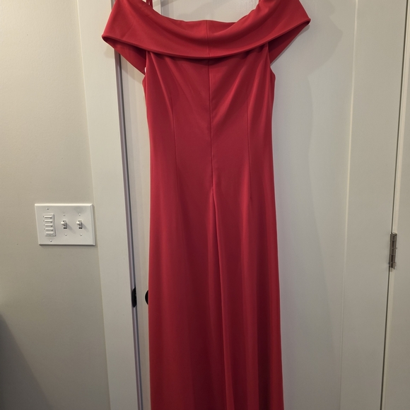 Donna Karan Red Off-Shoulder Draped Evening Gown - Picture 4 of 4